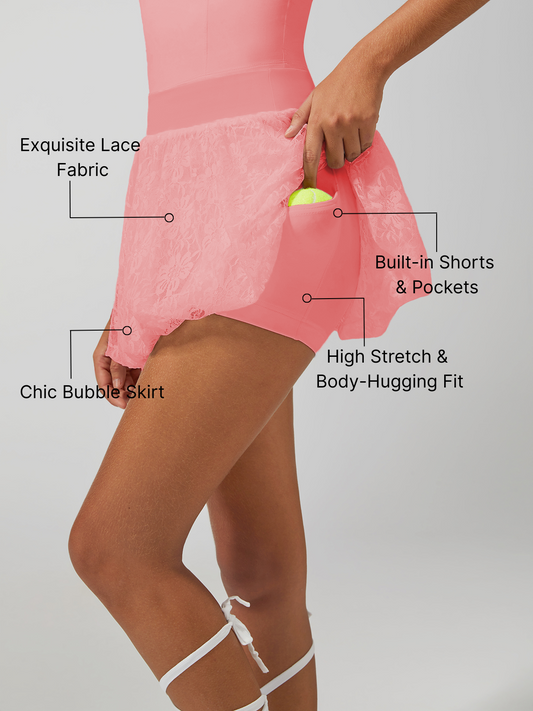 Lace Bubble Tennis Skirt Berry Pink