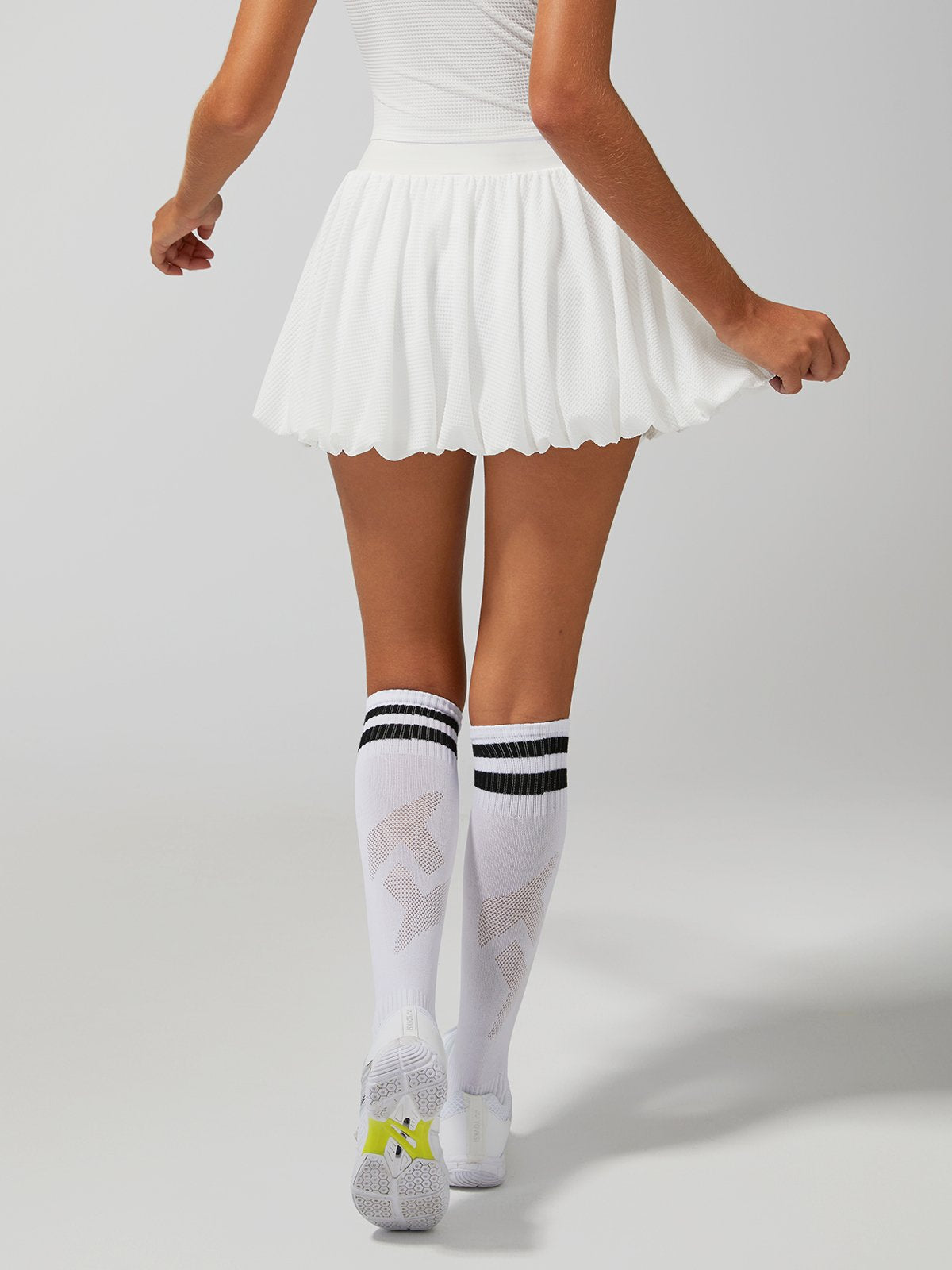 Textured Grid Fabric Bubble Tennis Skirt