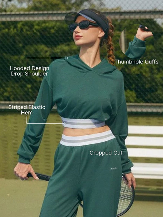 Women's Webbing Gathered Hoodie Long Sleeve