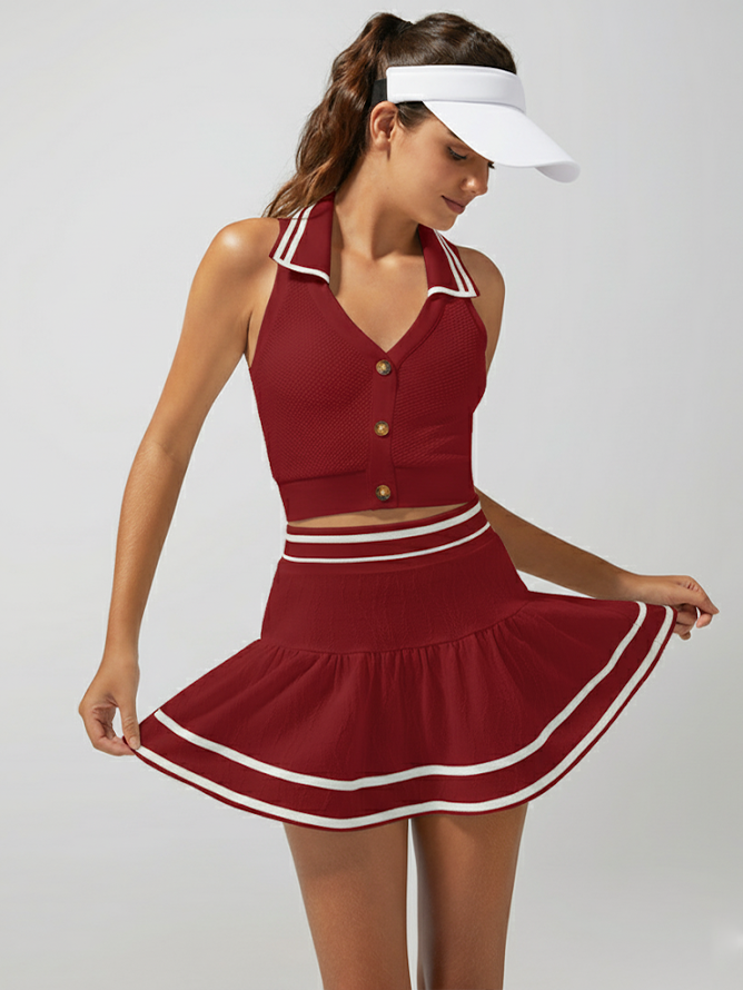 Buckle Polo Tank Top Red