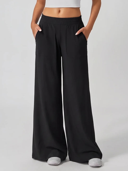 Women's Quick-Dry Long Wide-Leg Pants With Pockets