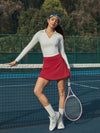 Retro Side Stripe Back Pleated A-line Tennis Skirt