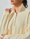 Soft Butter Casual Plain Drop Shoulder Stand Collar Sweatshirt