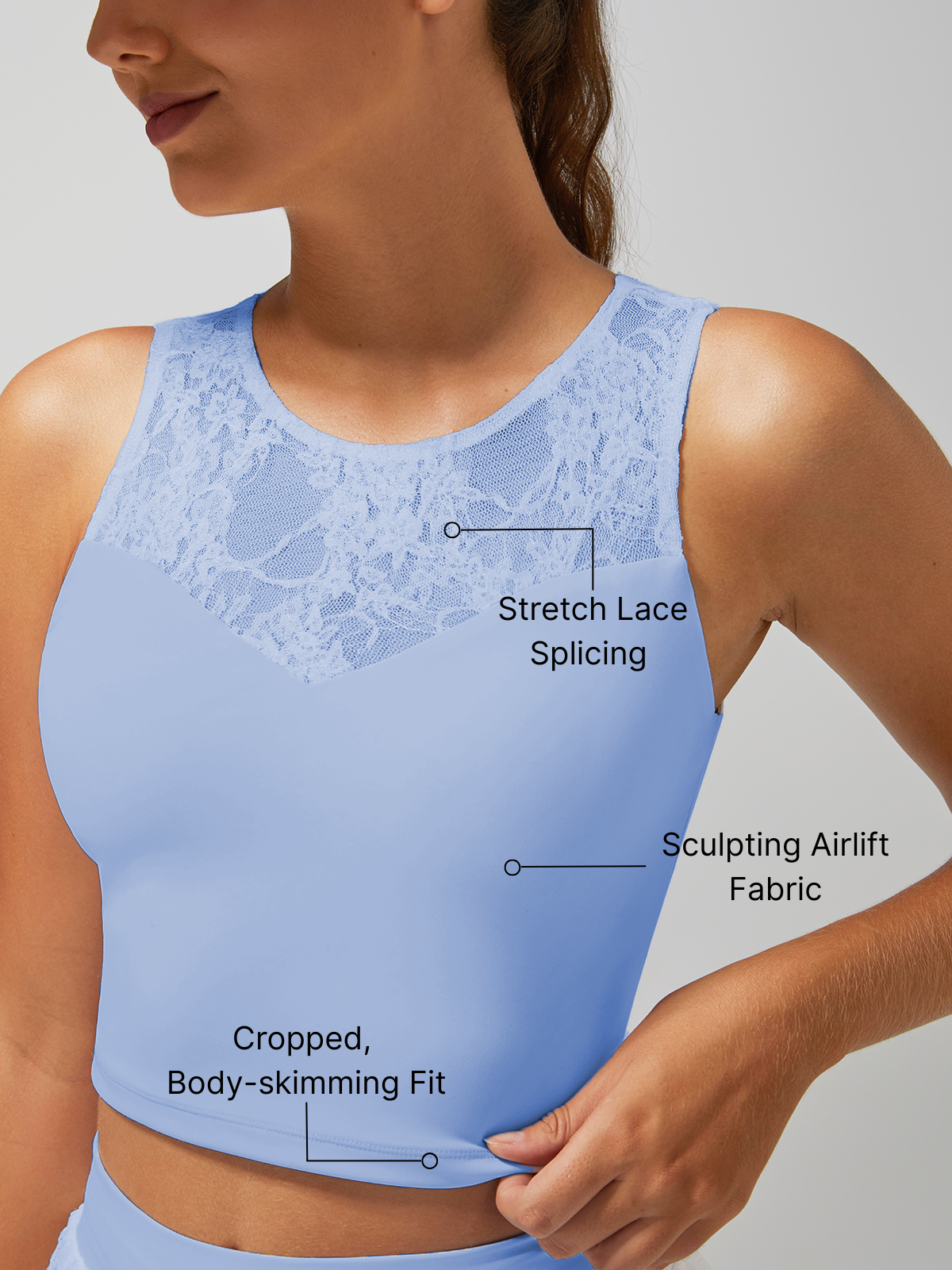 Lace Splicing Crew Neck Tank Top