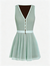 Built-in Bra Bow Cut Out V Neck Sleeveless Tennis Dress Black/Green