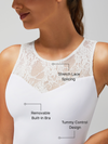 Lace Splicing Crew Neck Tank Top with Built-in Bra