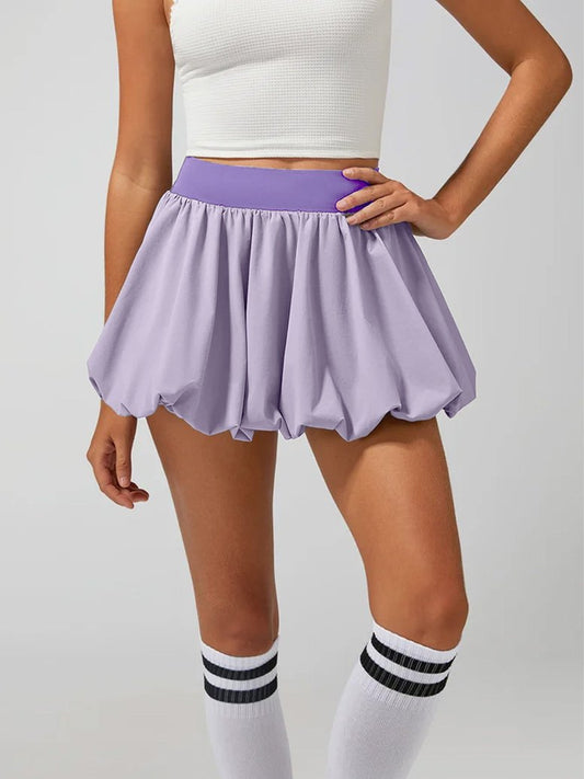 High Elasticity Bubble Tennis Skirt Purple