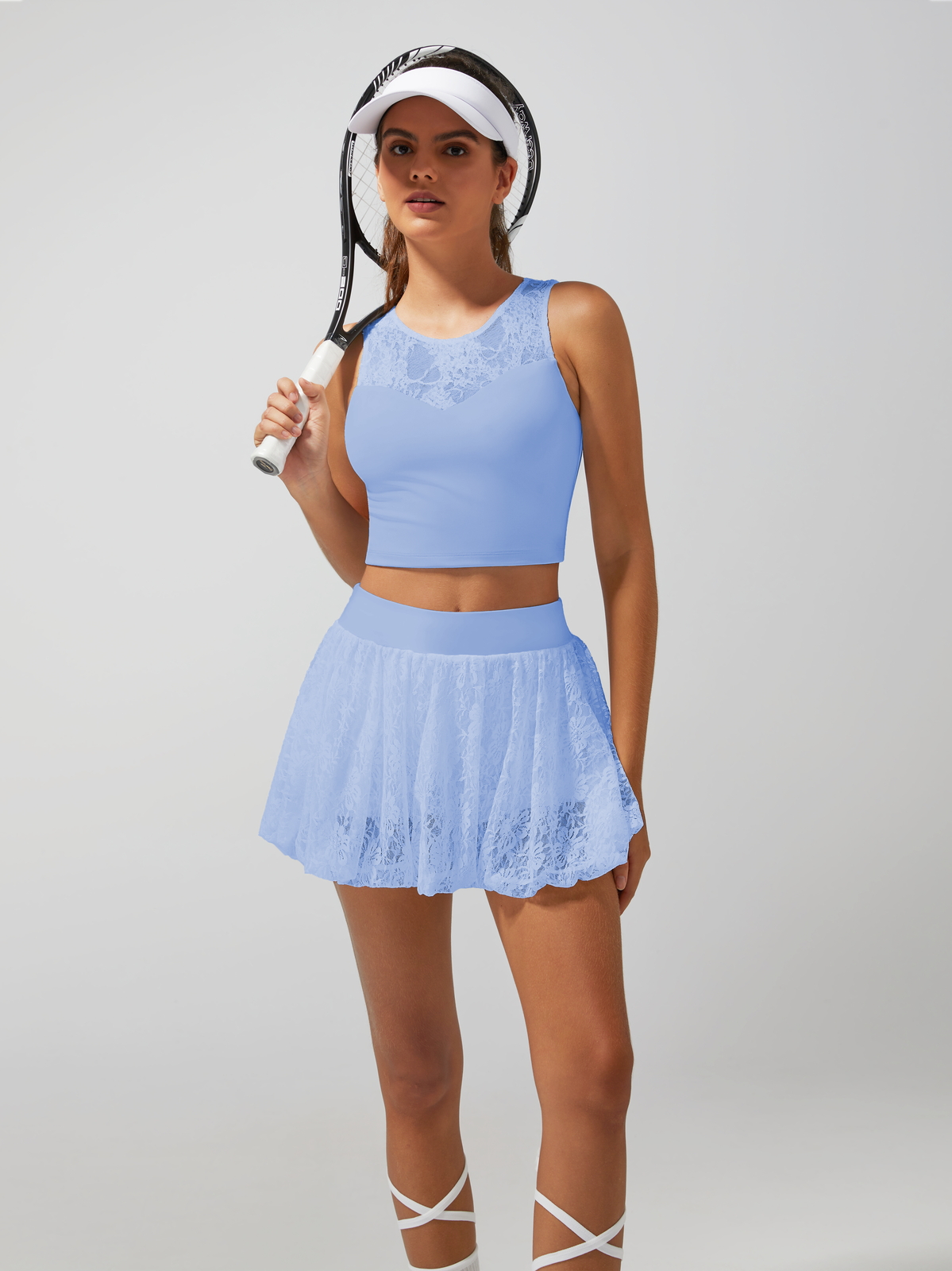 Lace Splicing Crew Neck Tank Top