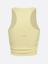 Women's Built-in Bra Shirred Crew Neck Sleeveless Crop Tank Top