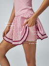 High Elasticity Hollow Out Tennis Skirt Berry Pink