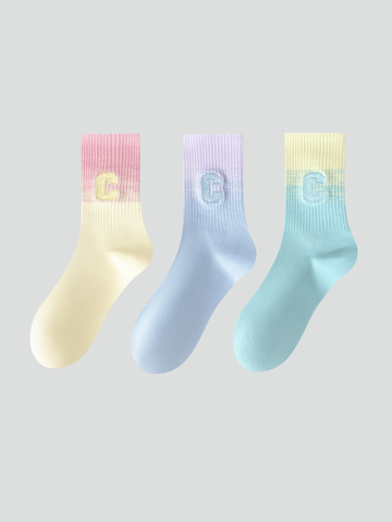 Gradient Embroidered Socks 3-Pack