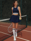 Pocket Stitching Bubble Tennis Skirt Burgundy
