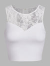 Lace Splicing Crew Neck Crop Tank Top