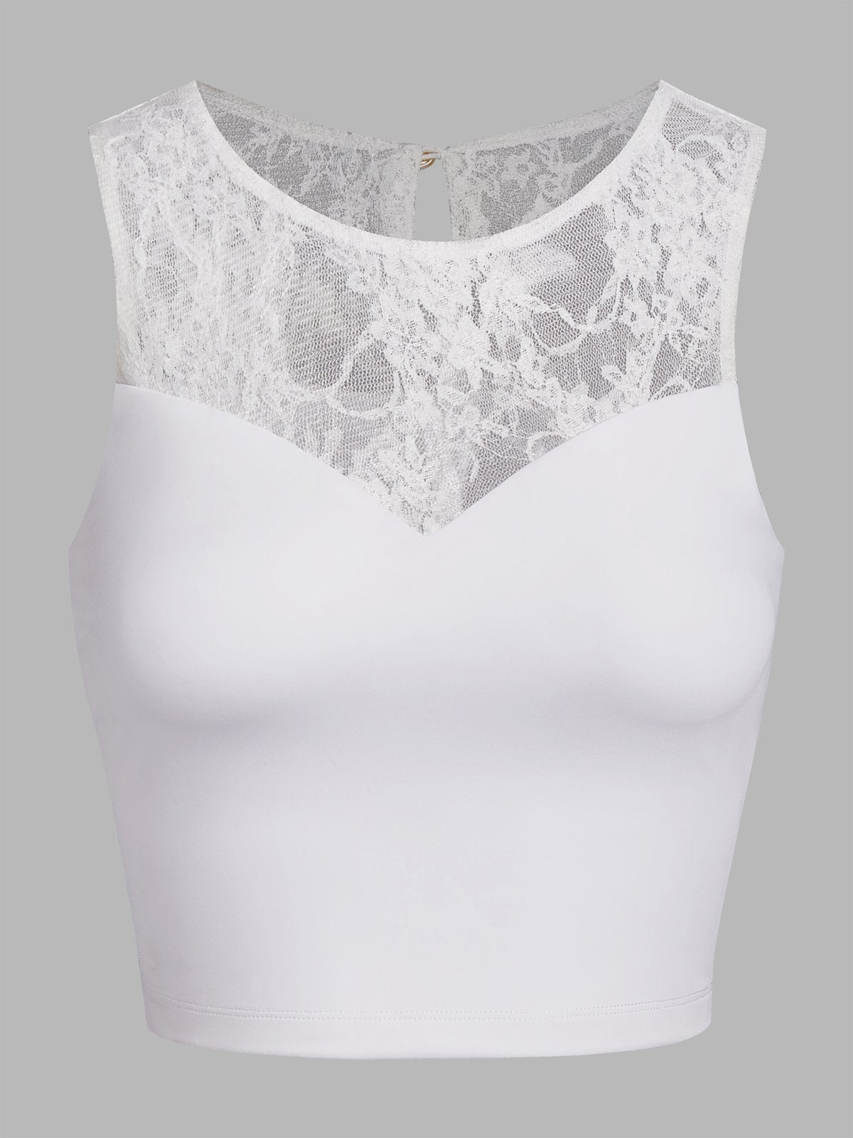 Lace Splicing Crew Neck Tank Top