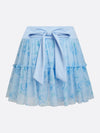 Quick-Dry Bow Floral A-Line Tennis Skirt Light Blue