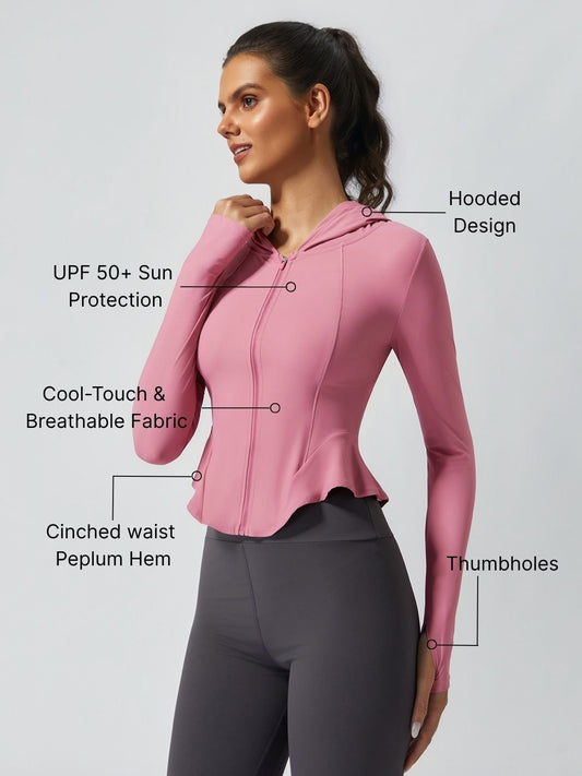 Women's Sun Protection Ruffled Zipper Hoodie Jacket