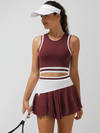 Pleated Irregular Craftsmanship Tennis Skirt Burgundy