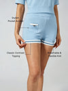 Women's Breathable Knit Mid-Thigh Length Shorts Blue