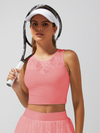 Lace Splicing Crew Neck Crop Tank Top