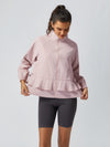 Women's Sun Protection Drawstring Ruffled Stand Collar Jacket