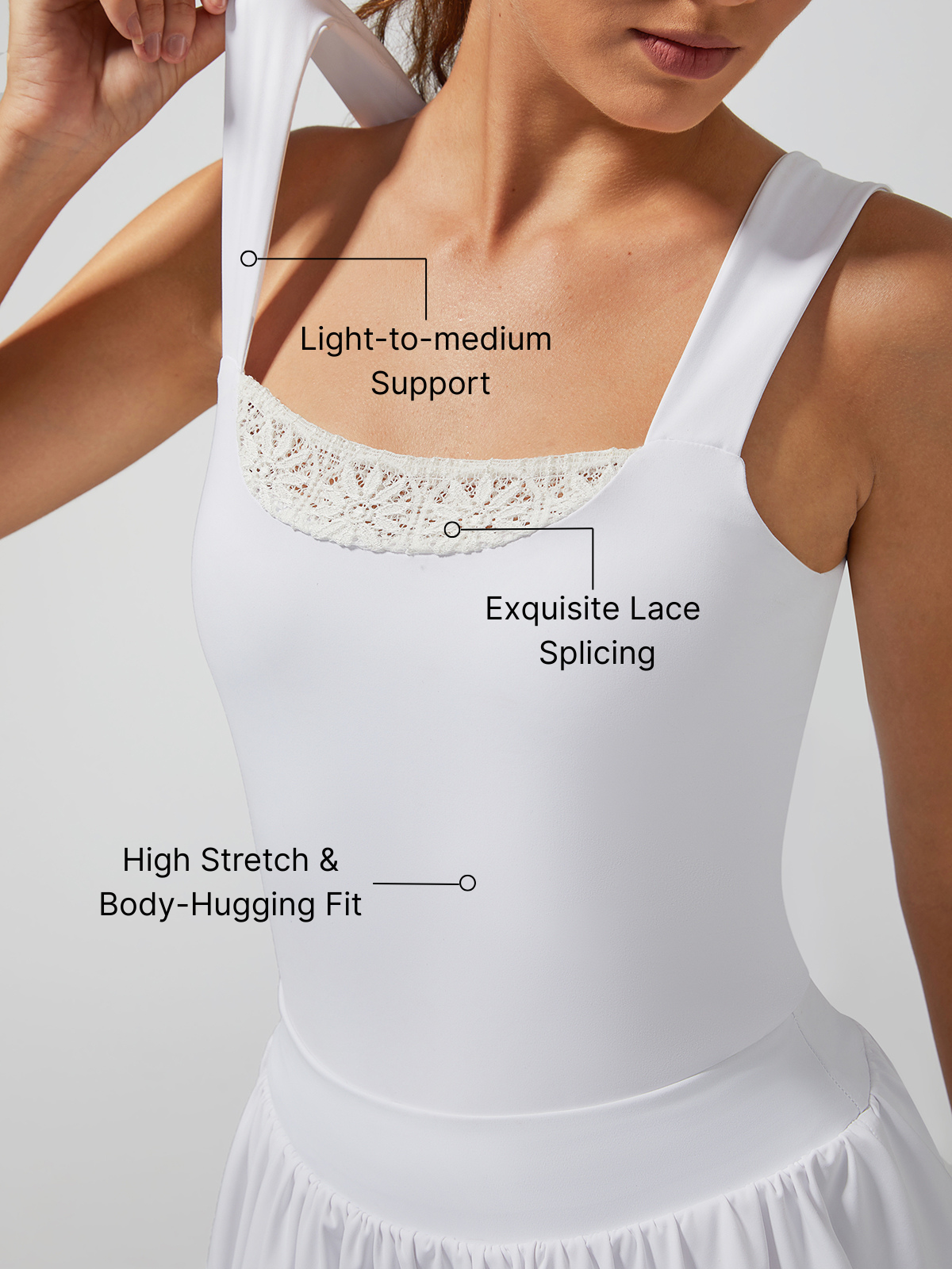 Lace Trim Wide Straps Square Neck Tank Top