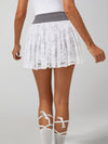 Lace 3D Flowers Pleated Tennis Skirt