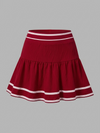 Collegiate Stripes Pleated Tennis Skirt Red