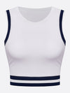 Seamless Ribbed Performance Fabric Crew Neck Crop Tank Top