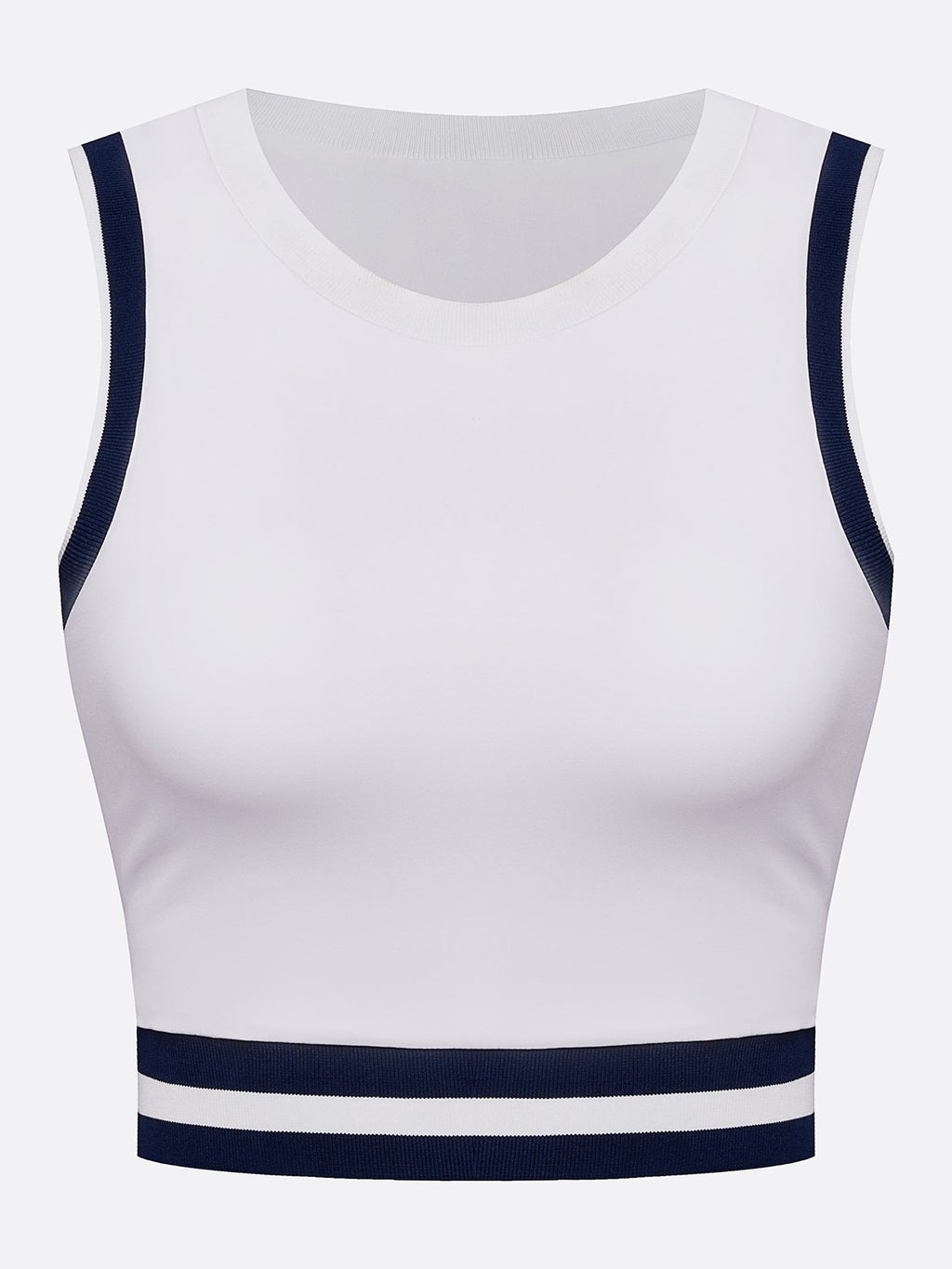 Seamless Ribbed Performance Fabric Crew Neck Tank Top