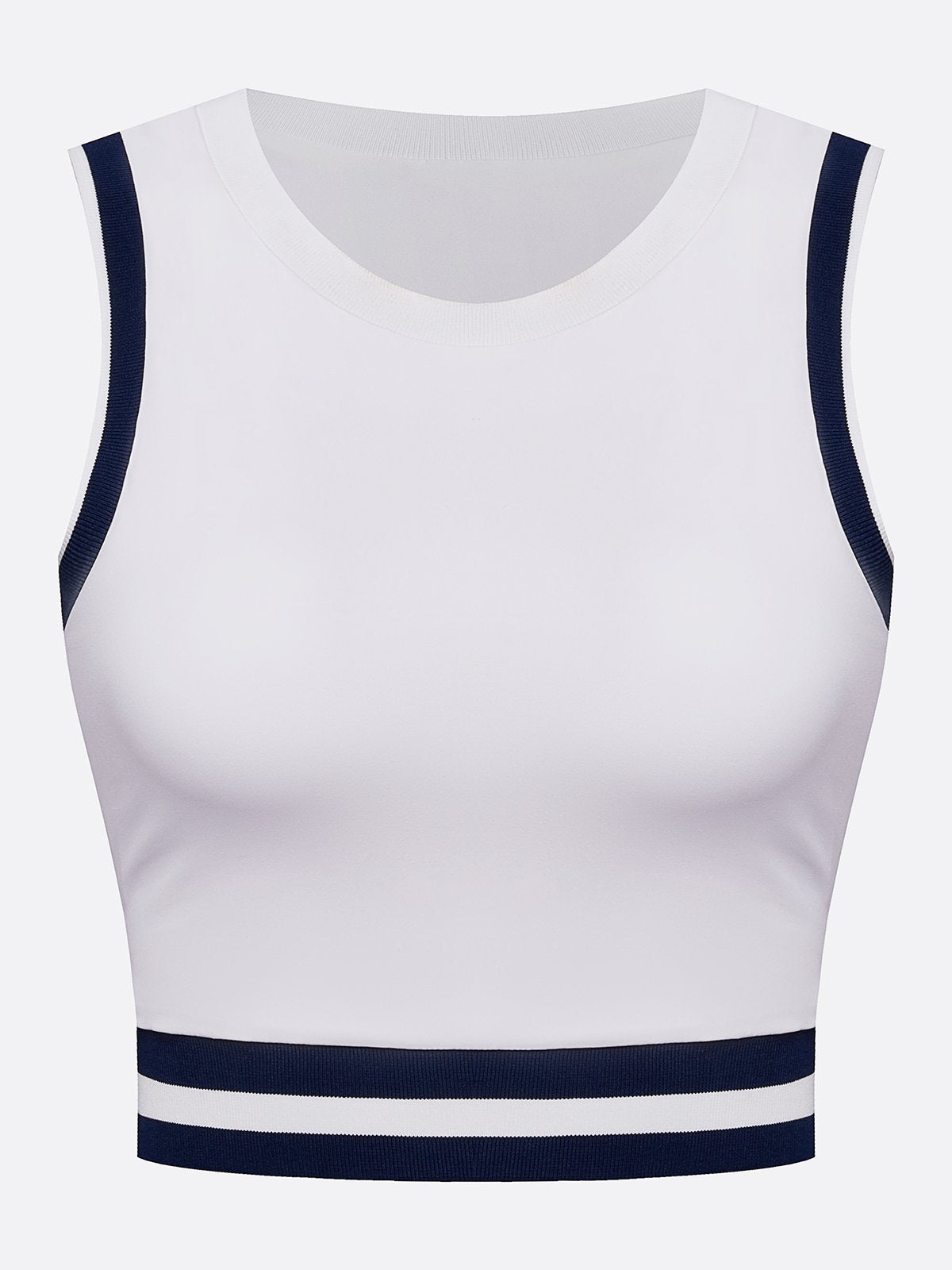 Seamless Ribbed Performance Fabric Crew Neck Tank Top
