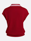 Contrast Tipping V-Neck Loose Polo Top
