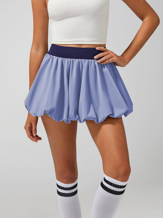 High Elasticity Bubble Tennis Skirt Blue