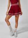 Collegiate Stripes Pleated Tennis Skirt Red