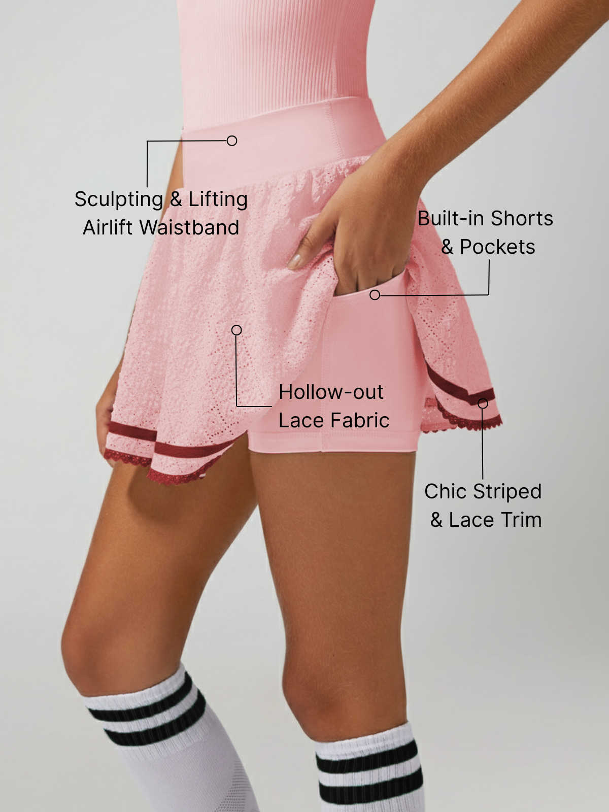 High Elasticity Hollow Out Tennis Skirt