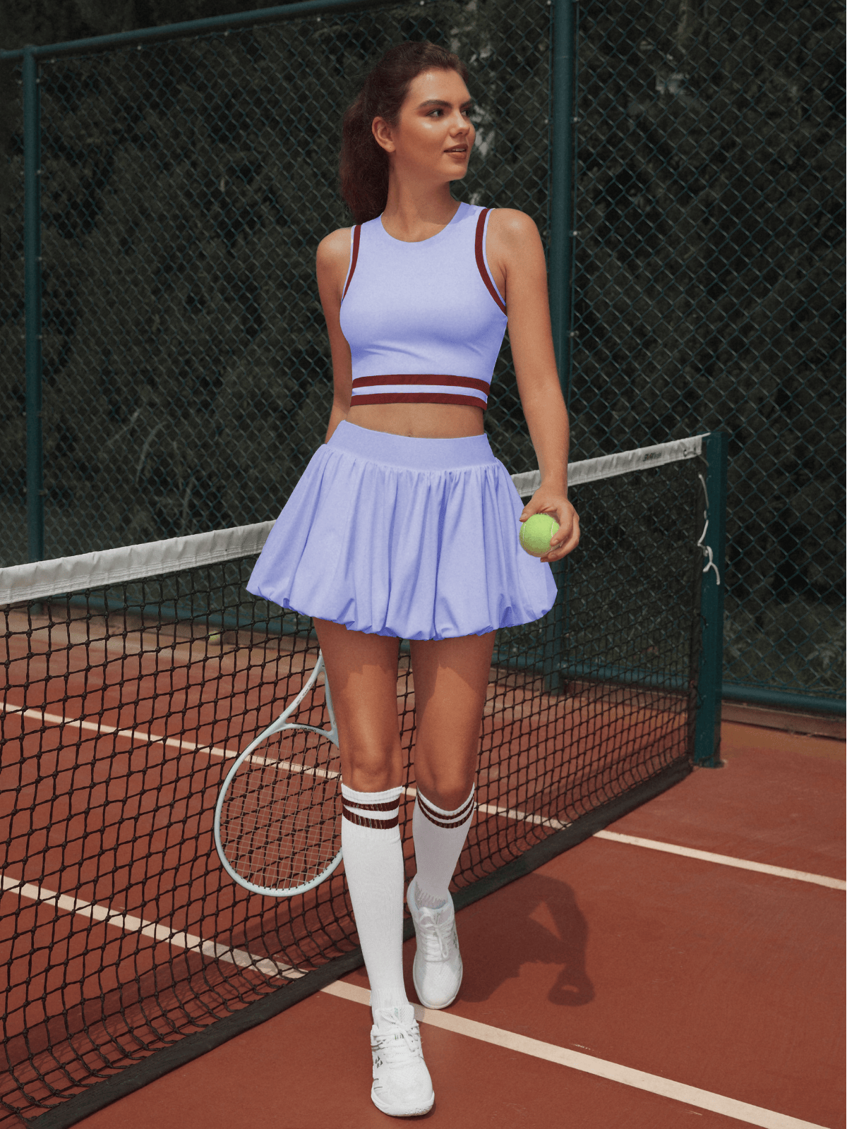 Pocket Stitching Bubble Tennis Skirt