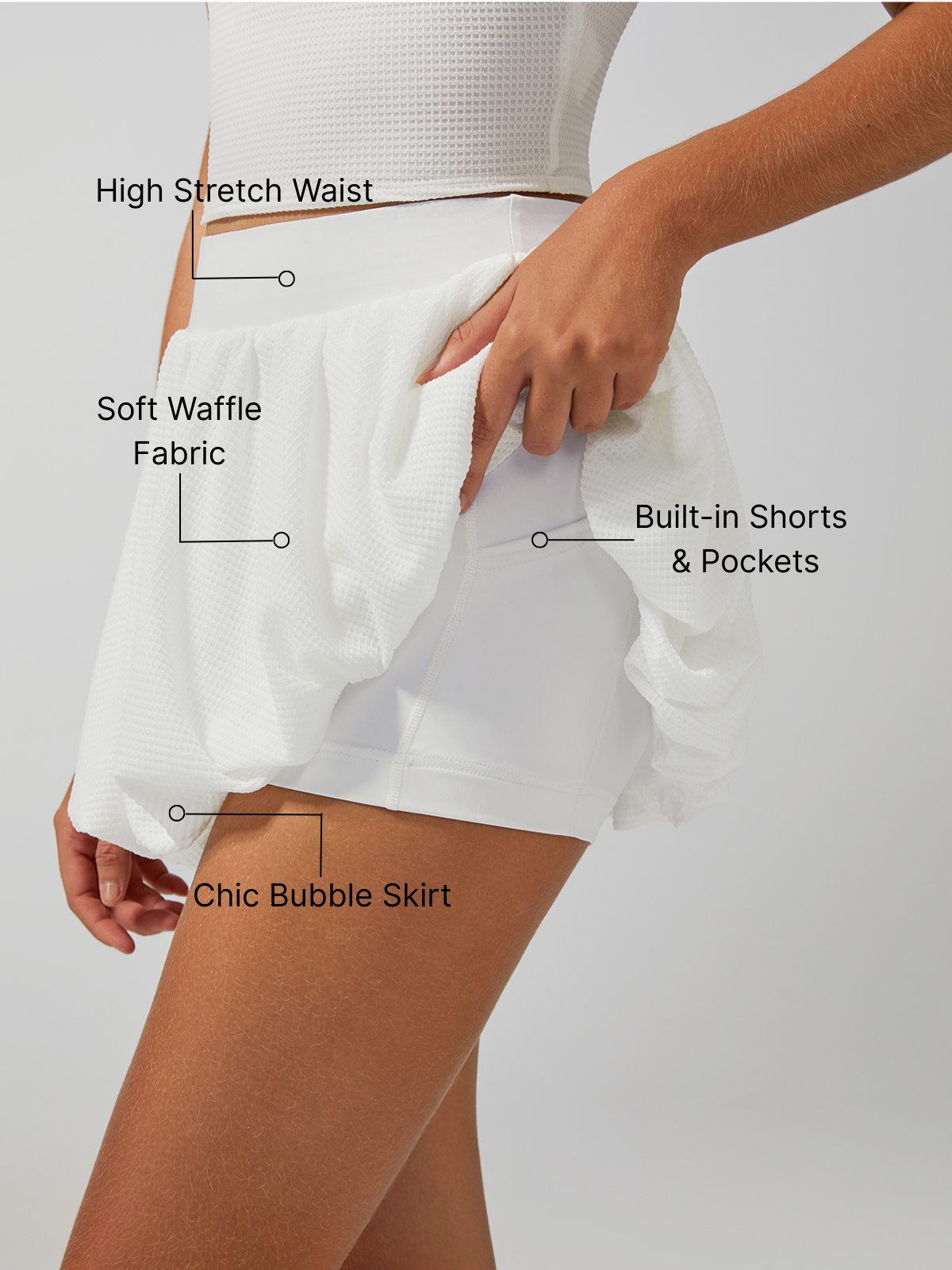 Waffle Fabric Bubble Tennis Skirt