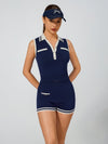 Women's Breathable Knit Polo Collar Sleeveless Tank Top