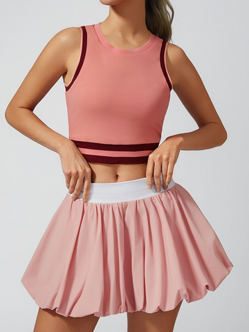 High Elasticity Bubble Tennis Skirt Pink