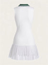 High-Elastic Button Detail Webbing Polo Collar Sleeveless Tennis Dress