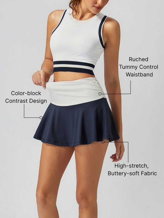 Tummy Control Ruched A-Line Tennis Skirt