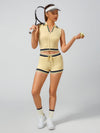 Women's Full-Zip Knit Polo Collar Sleeveless Crop Tank Top