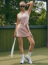 Built-in Bra Bow Shawl Collar Sleeveless Tennis Dress