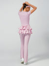 Women's High-Elastic Folds Ruffled Long Pant With Pockets
