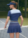 Quick-Dry Bow Navy Collar Short Sleeve Tank Top