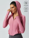 Women's Sun Protection Ruffled Zipper Hoodie Cropped Jacket