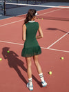 High-Elastic Button Detail Webbing Polo Collar Sleeveless Tennis Dress