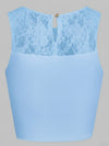 Lace Splicing Crew Neck Crop Tank Top