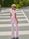 Women's High-Elastic Folds Ruffled Long Pant With Pockets