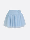 High-Elastic 3D Floral Mesh A-Line Tennis Skirt