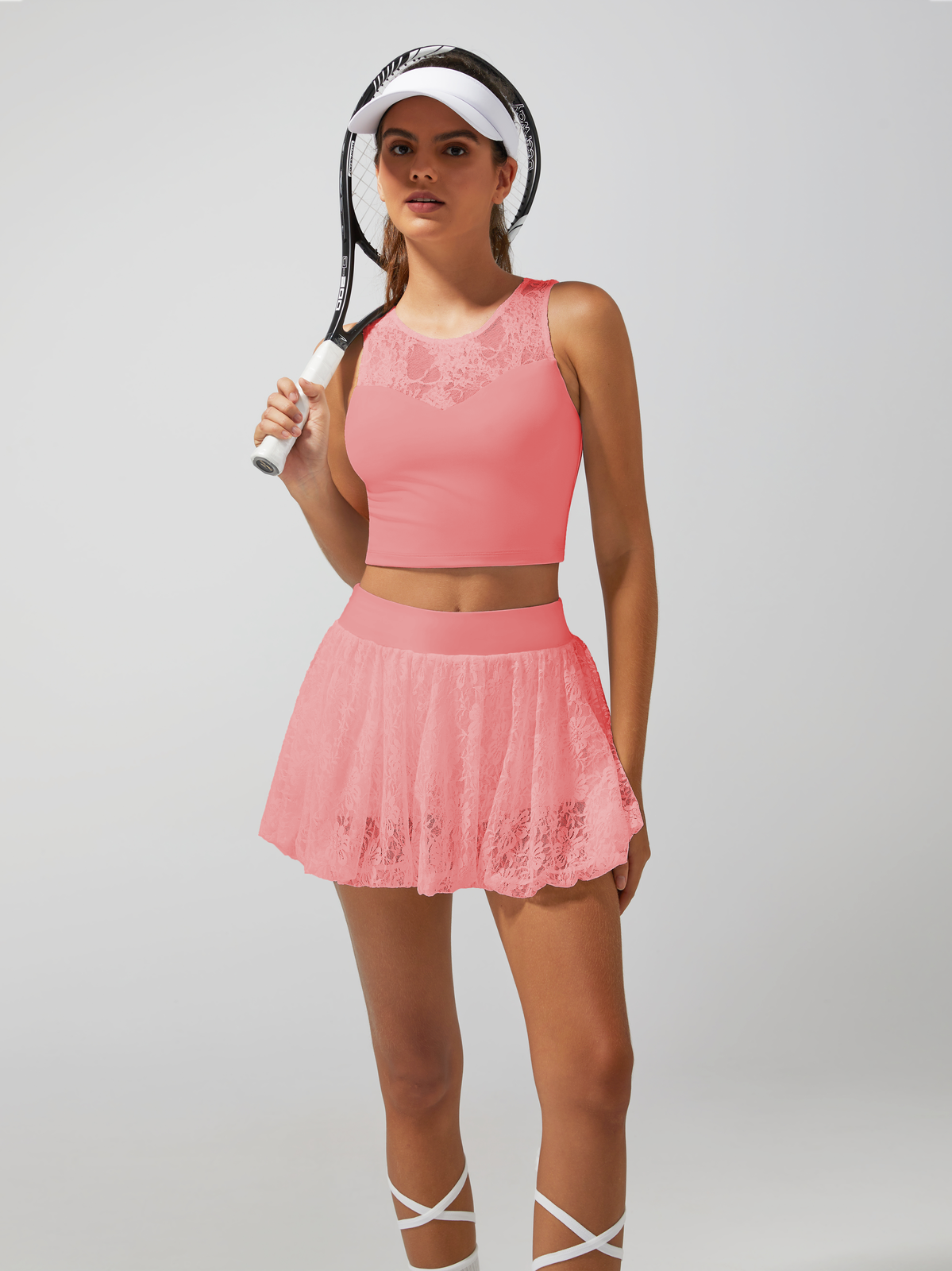 Lace Splicing Crew Neck Tank Top